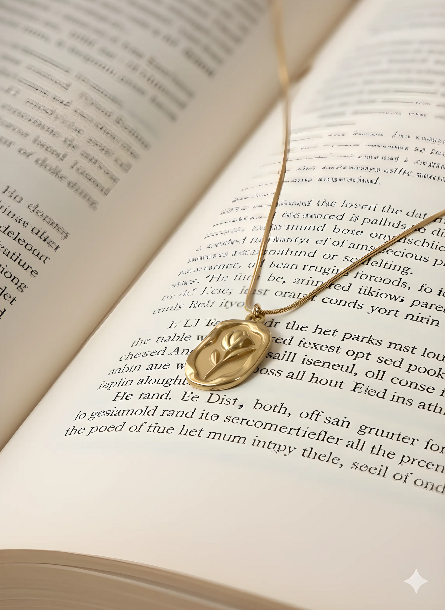 18K Gold Plated Floral Wax Seal Pendant Necklace AurviJewelry