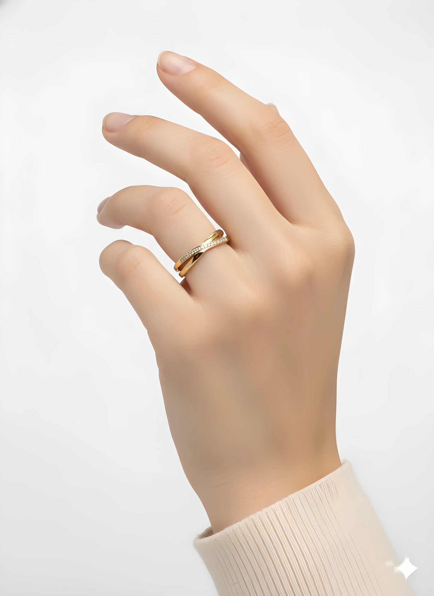 18K Gold Plated Crossover CZ Ring – Dainty Band, Waterproof Non-Tarnish Jewelry AurviJewelry