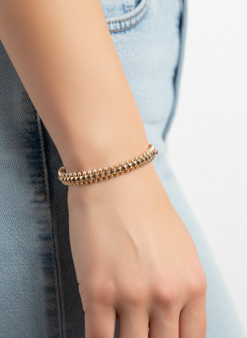 18K Gold Plated Spike Bangle Bracelet – Vintage Moving Spikes AurviJewelry
