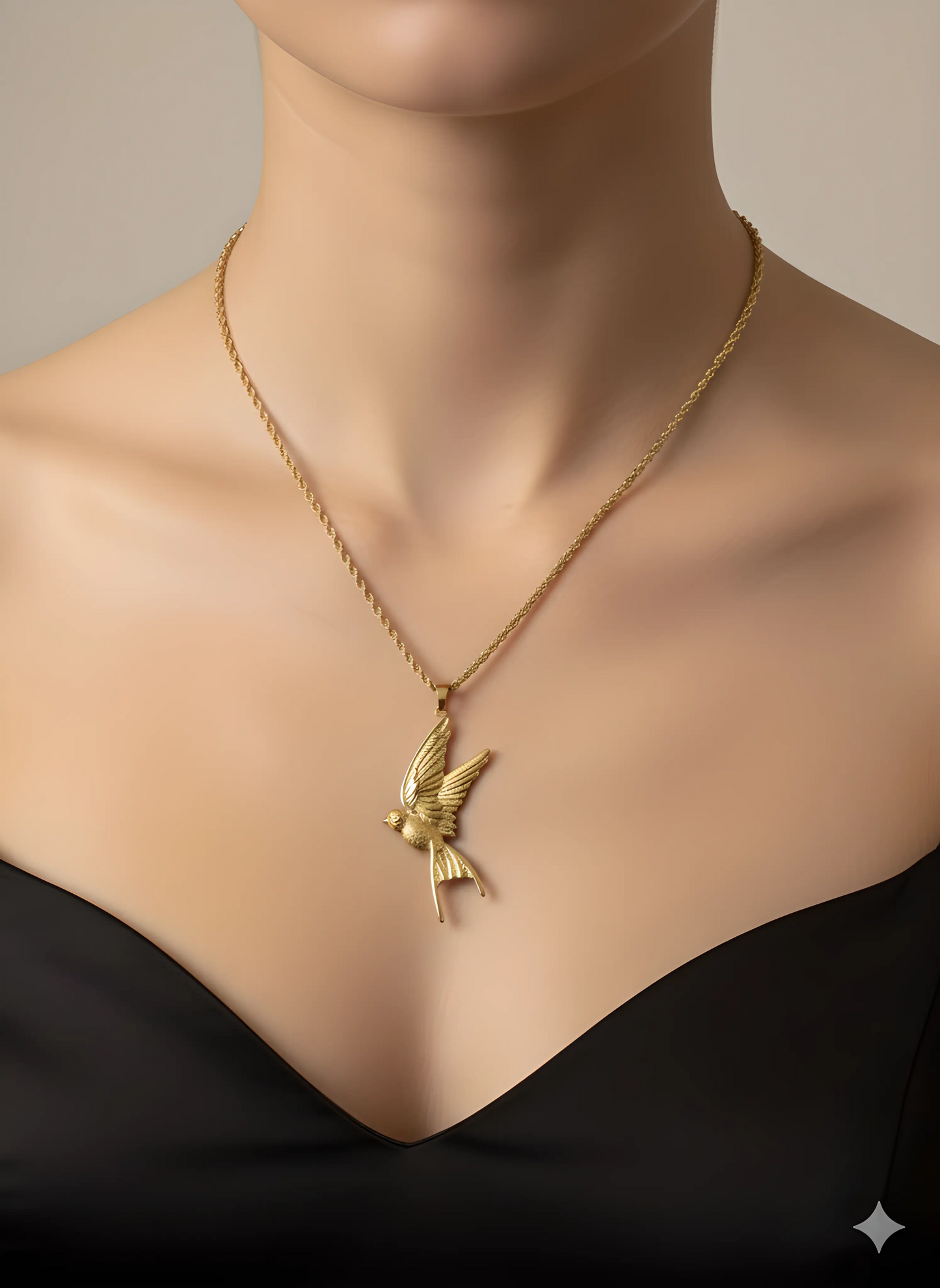 18K Gold Plated Bird Pendant Necklace AurviJewelry