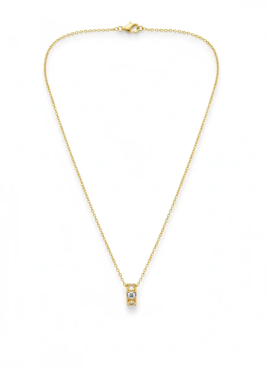 18K Gold Plated Necklace – Dainty Circle Pendant with Crystals AurviJewelry