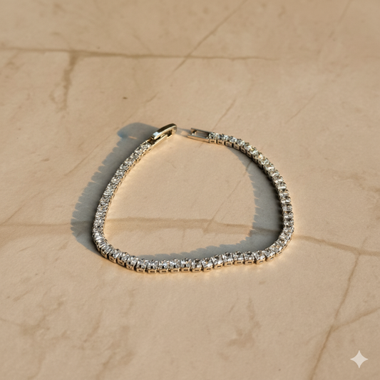 Thin Gold Tennis Bracelet – Elegant CZ Chain