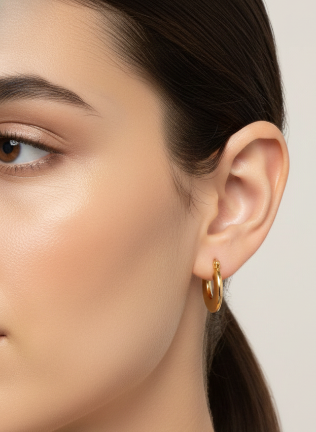Tiny Chunky Hoop Earrings, 18K Gold Plated AurviJewelry