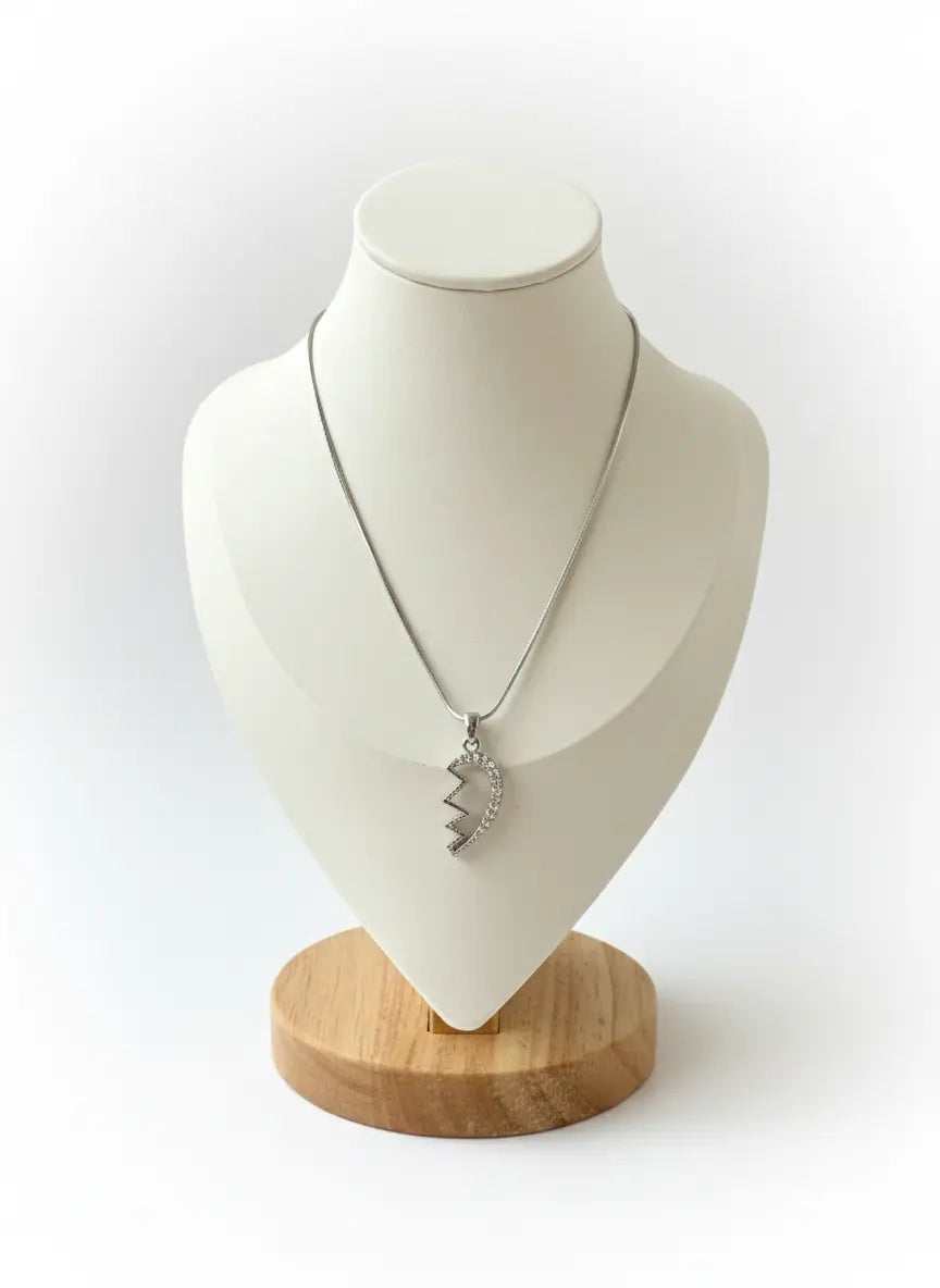 925 Sterling Silver Broken Heart Pendant Necklace AurviJewelry