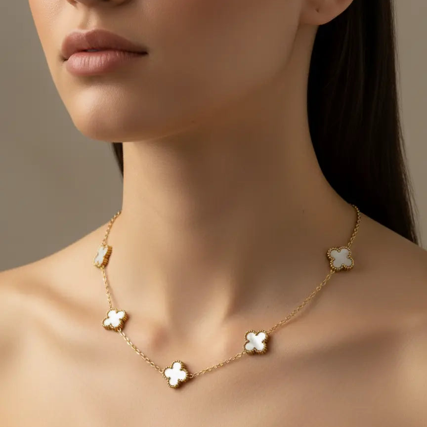 Clover Necklace With Matching Studs AurviJewelry
