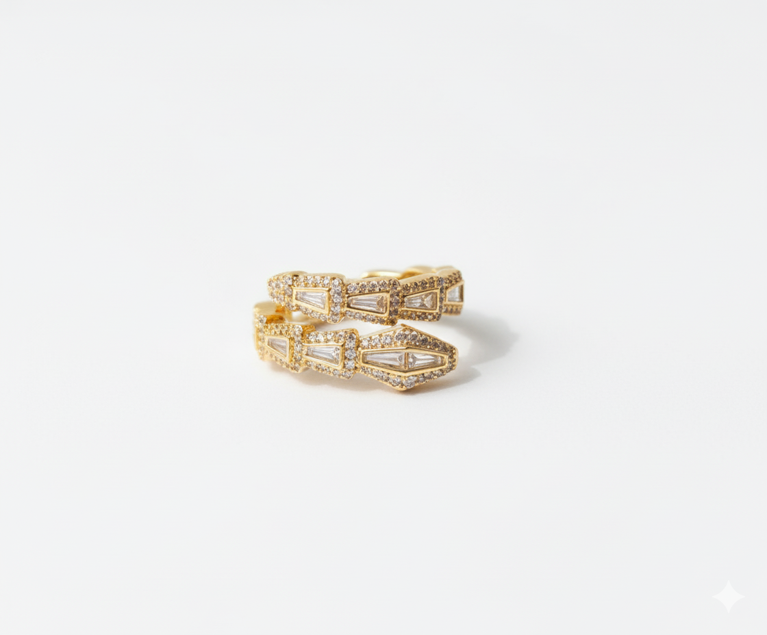 Cubic Zirconia Snake Ring – Adjustable Gold Statement Jewelry