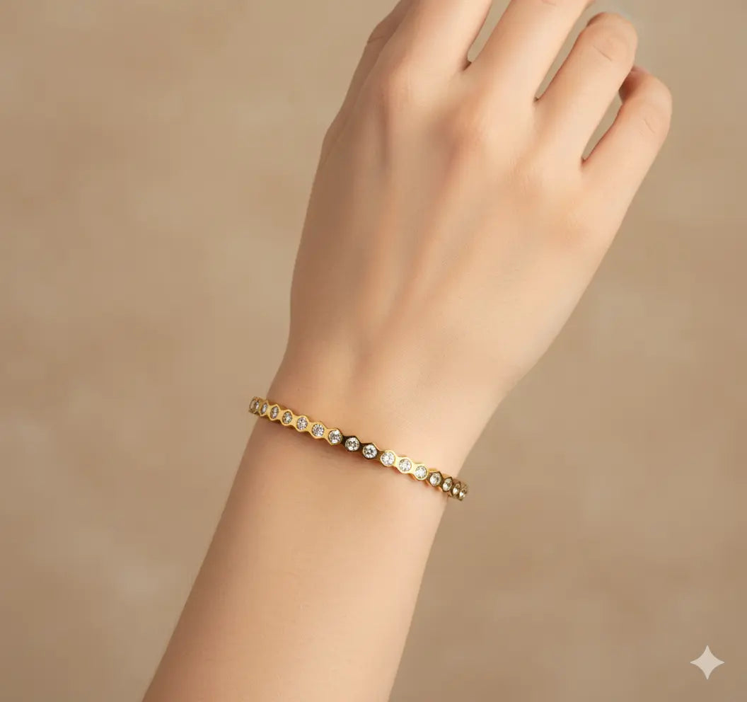 Gold Tennis Bangle – CZ Diamond Bangle Bracelet for Women AurviJewelry