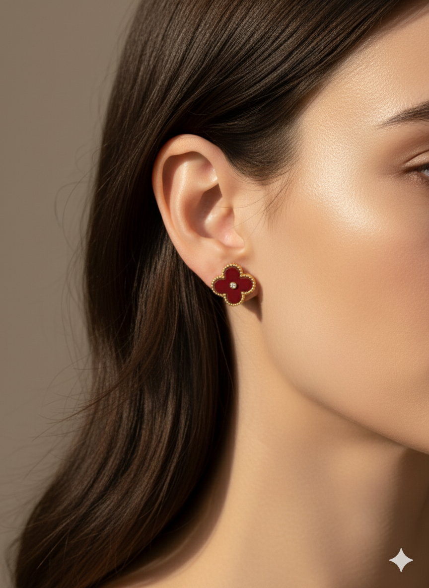 Black Clover Stud Earrings