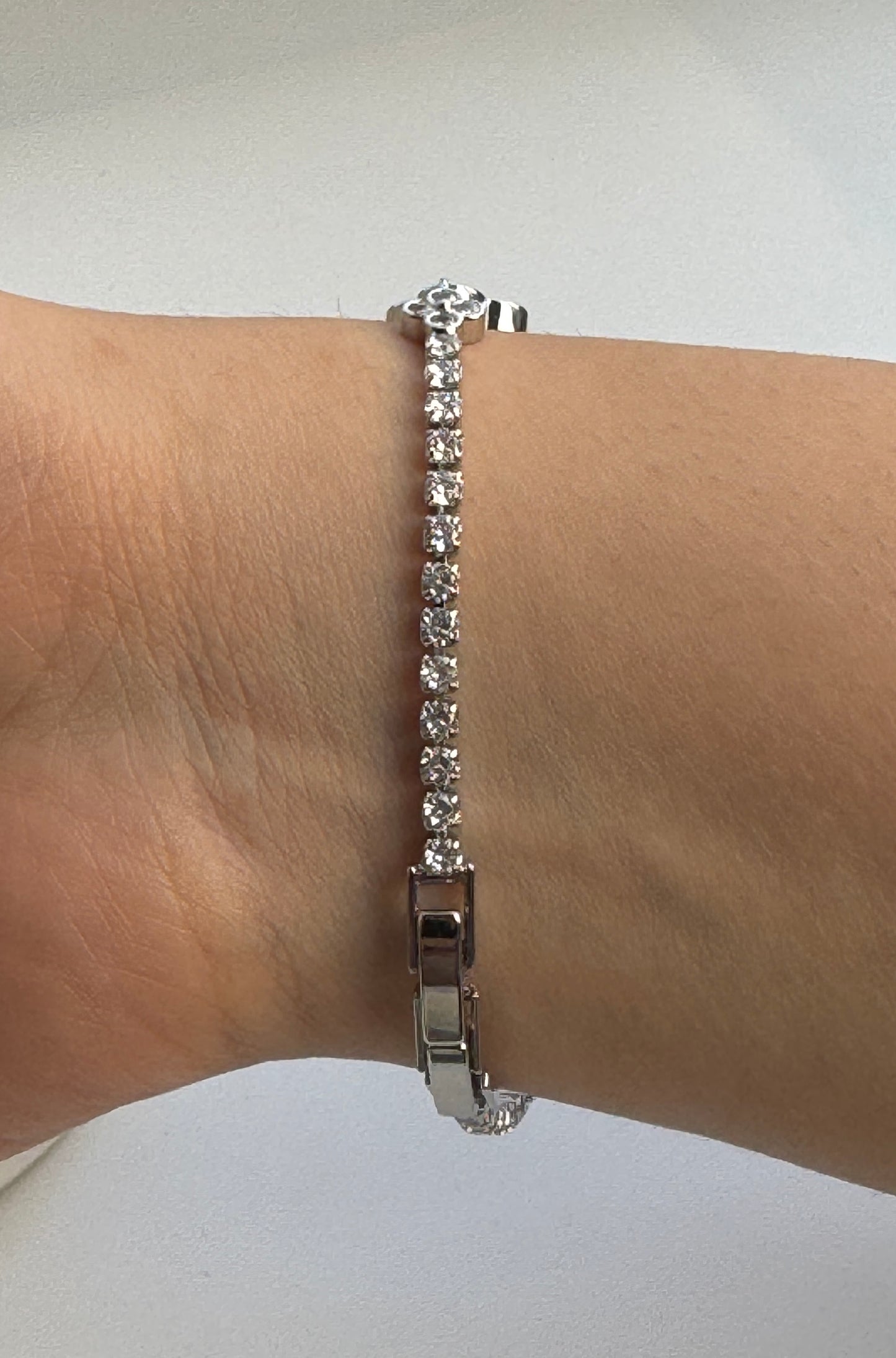 Silver Clover Charm Blue Evil Eye Bracelet