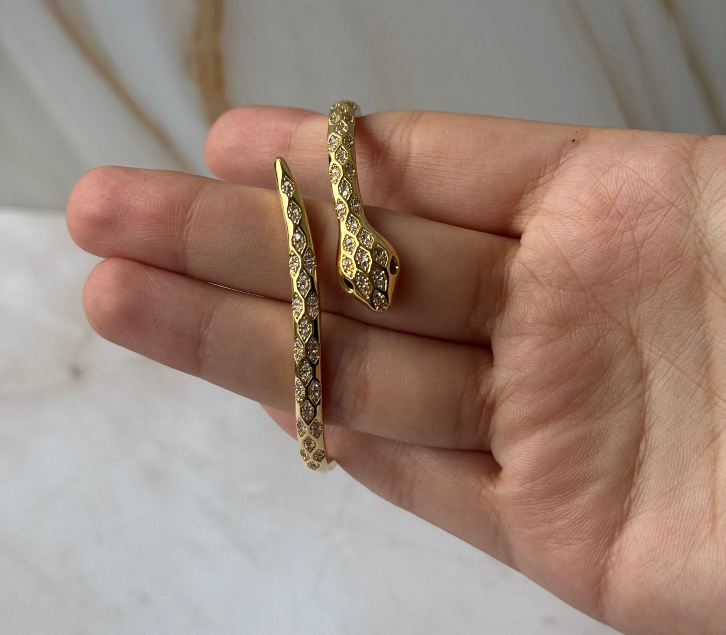 Gold Vintage Snake Cuff Bracelet