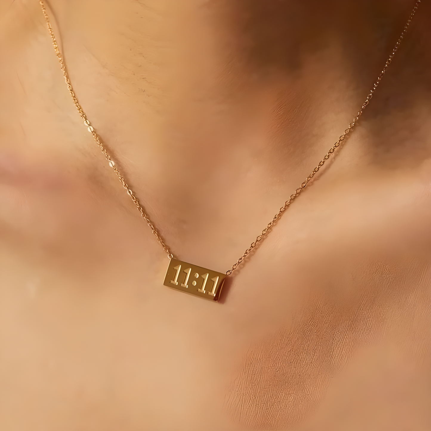 1111 Necklace 18K Gold Plated | Eleven eleven Number Pendant | Minimal Everyday Jewelry 45+5cm