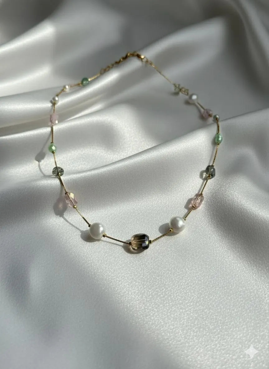 Elegant Pearl & Crystal Necklace Set AurviJewelry