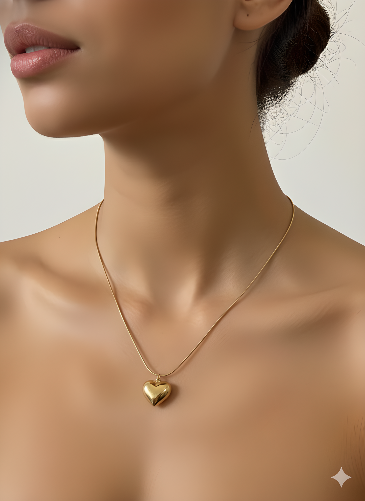 Puffed Heart Pendant Necklace 18K Gold Plated | Minimal Romantic Jewelry | Everyday Shine 45+5cm