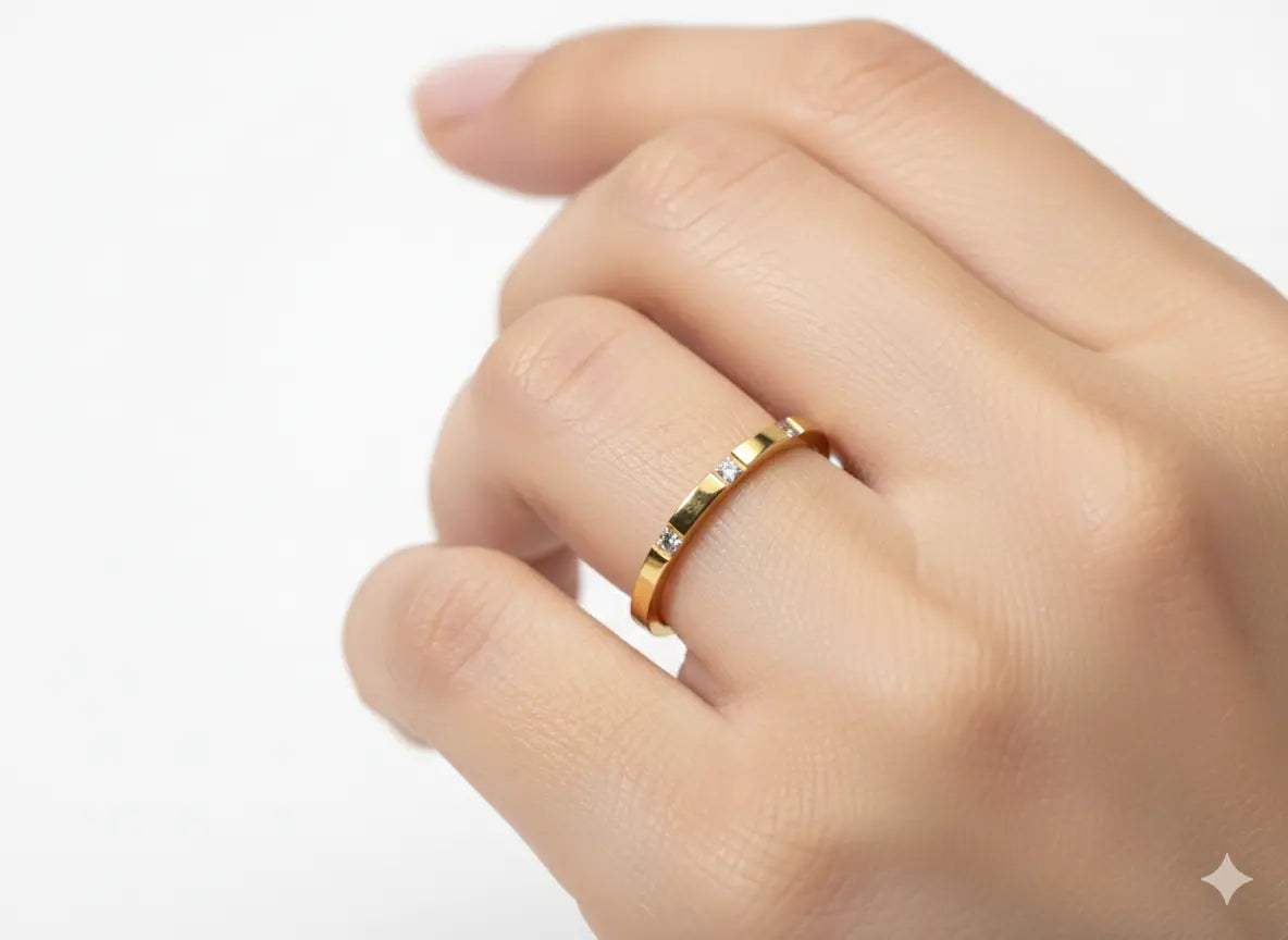 Minimalist Bar Ring, 18K Gold Plated - AurviJewelry