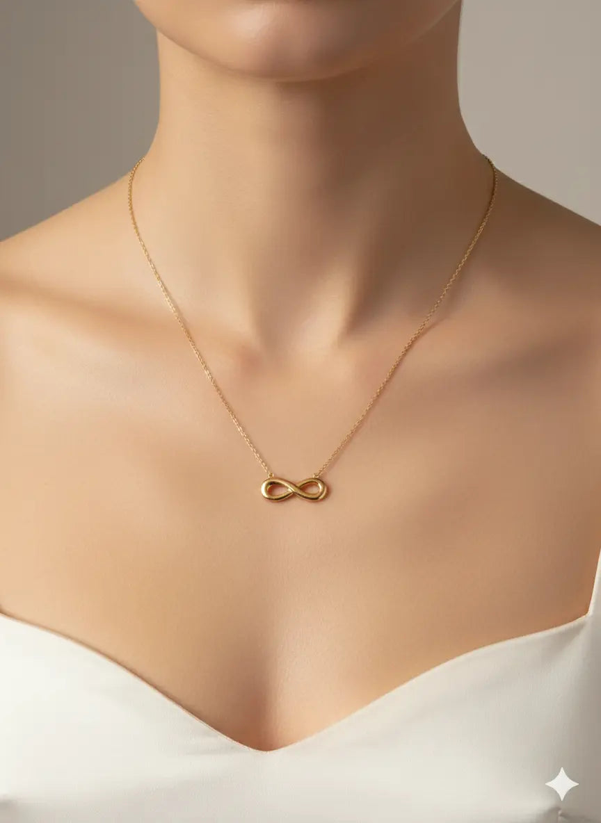 Infinity Pendant Necklace, 18K Gold Plated - AurviJewelry