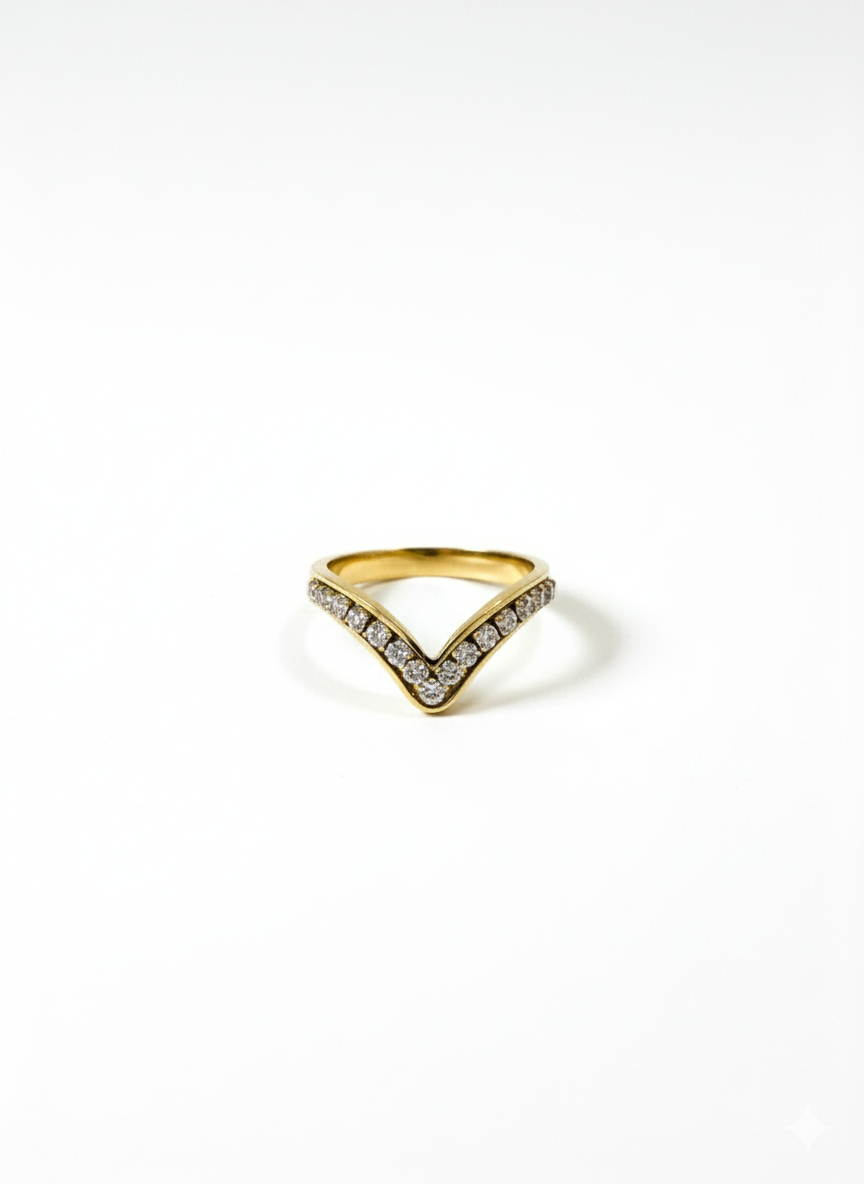 V-Shape CZ Chevron Ring | Adjustable Gold Statement Ring | Minimalist Stackable Jewelry AurviJewelry