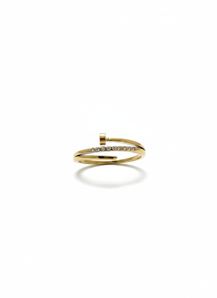Nail Design Gold Ring with CZ Detail | Minimal Nail Wrap Ring | Modern Statement Jewelry AurviJewelry