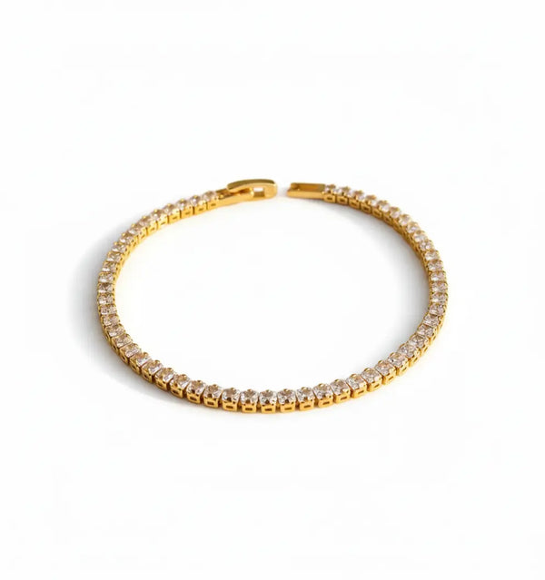 Thin Gold Tennis Bracelet – Elegant CZ Chain AurviJewelry