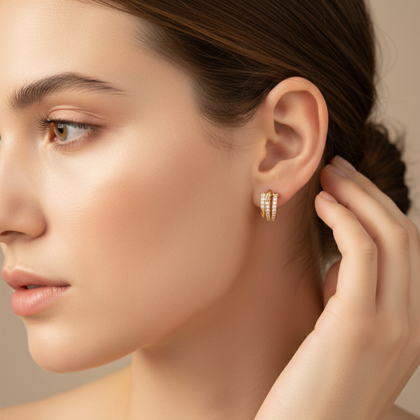 18K Gold Plated Mini Huggie Hoop Earrings AurviJewelry