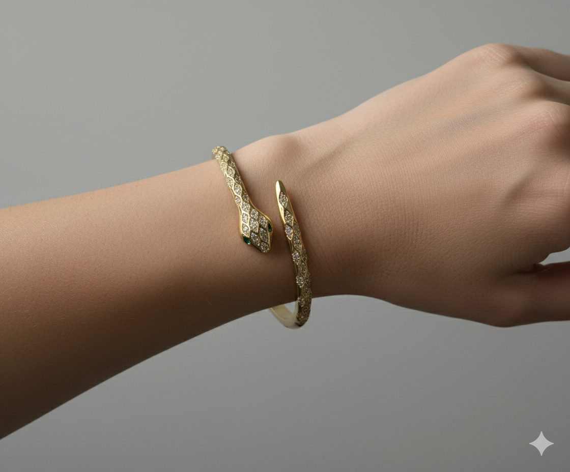 Gold Vintage Snake Cuff Bracelet by AurviJewelry