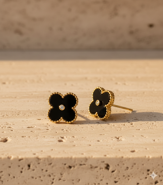 Black Clover Stud Earrings