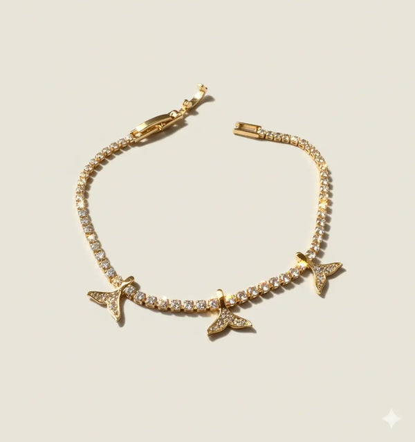 Whale Tail Tennis Bracelet 925 Silver / 18K Gold Plated – CZ Ocean Charm Bracelet AurviJewelry
