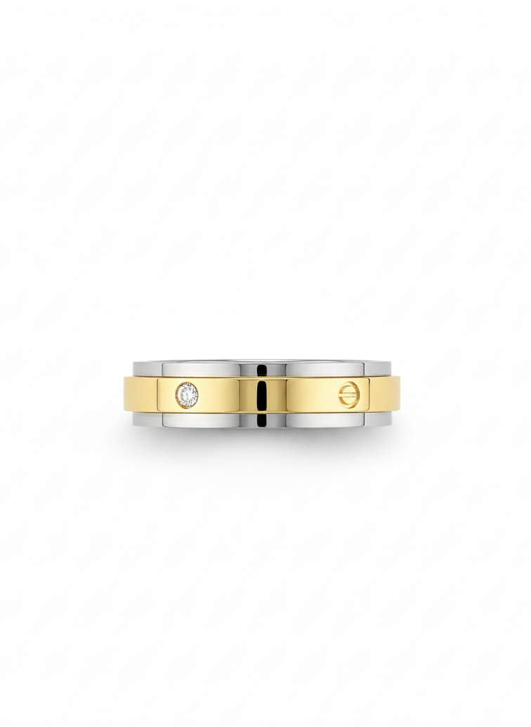Two-Tone Minimalist Band Ring | Waterproof Gold & Silver Statement Ring AurviJewelry