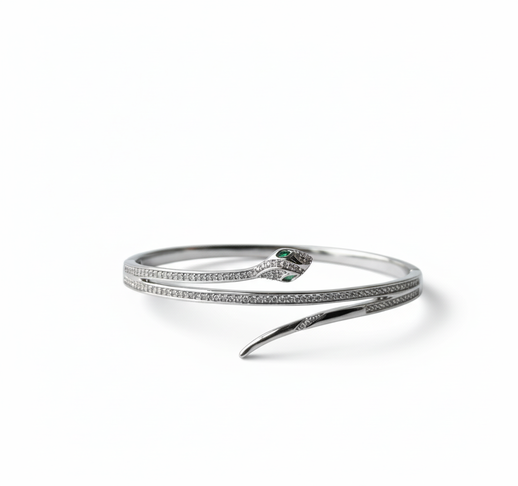 Silver Snake Mouth Cuff Bracelet by AurviJewelry