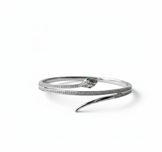 Silver Snake Mouth Cuff Bracelet by AurviJewelry