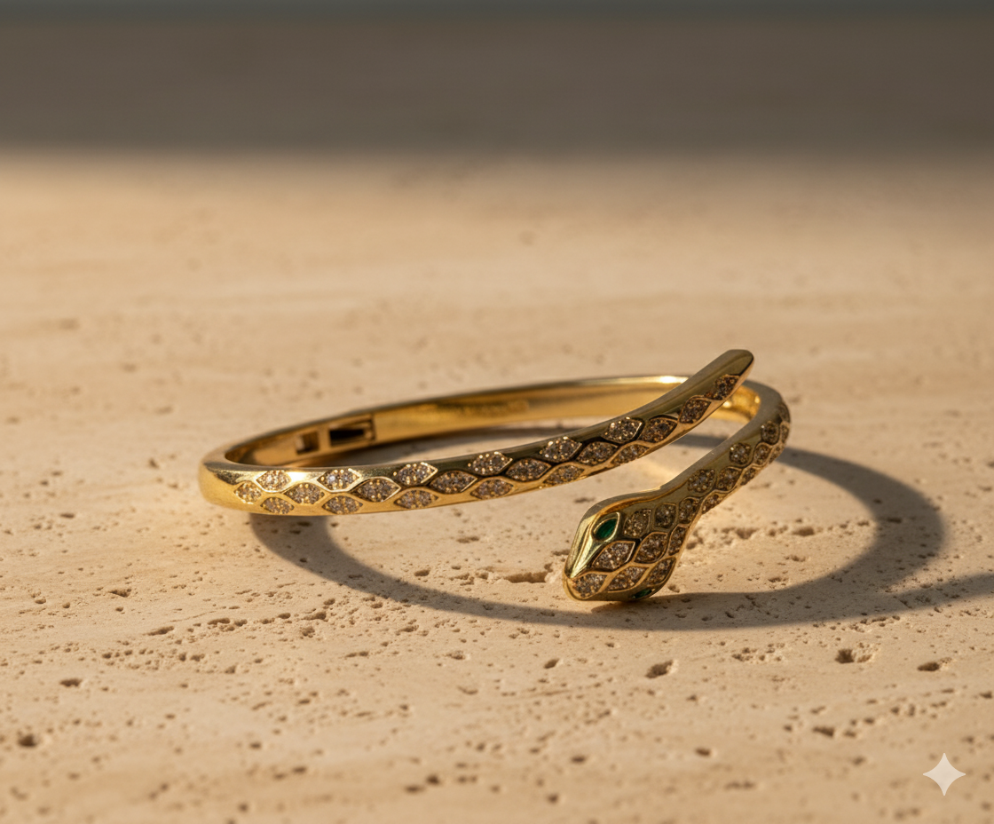 Gold Vintage Snake Cuff Bracelet