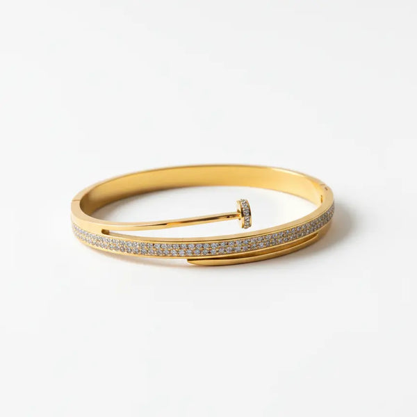 18k Gold Plated Nail Bangle Bracelet AurviJewelry