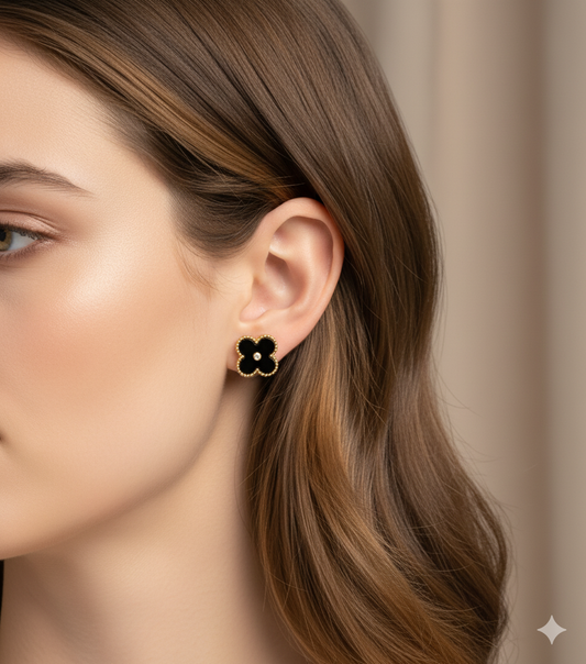 Black Clover Stud Earrings