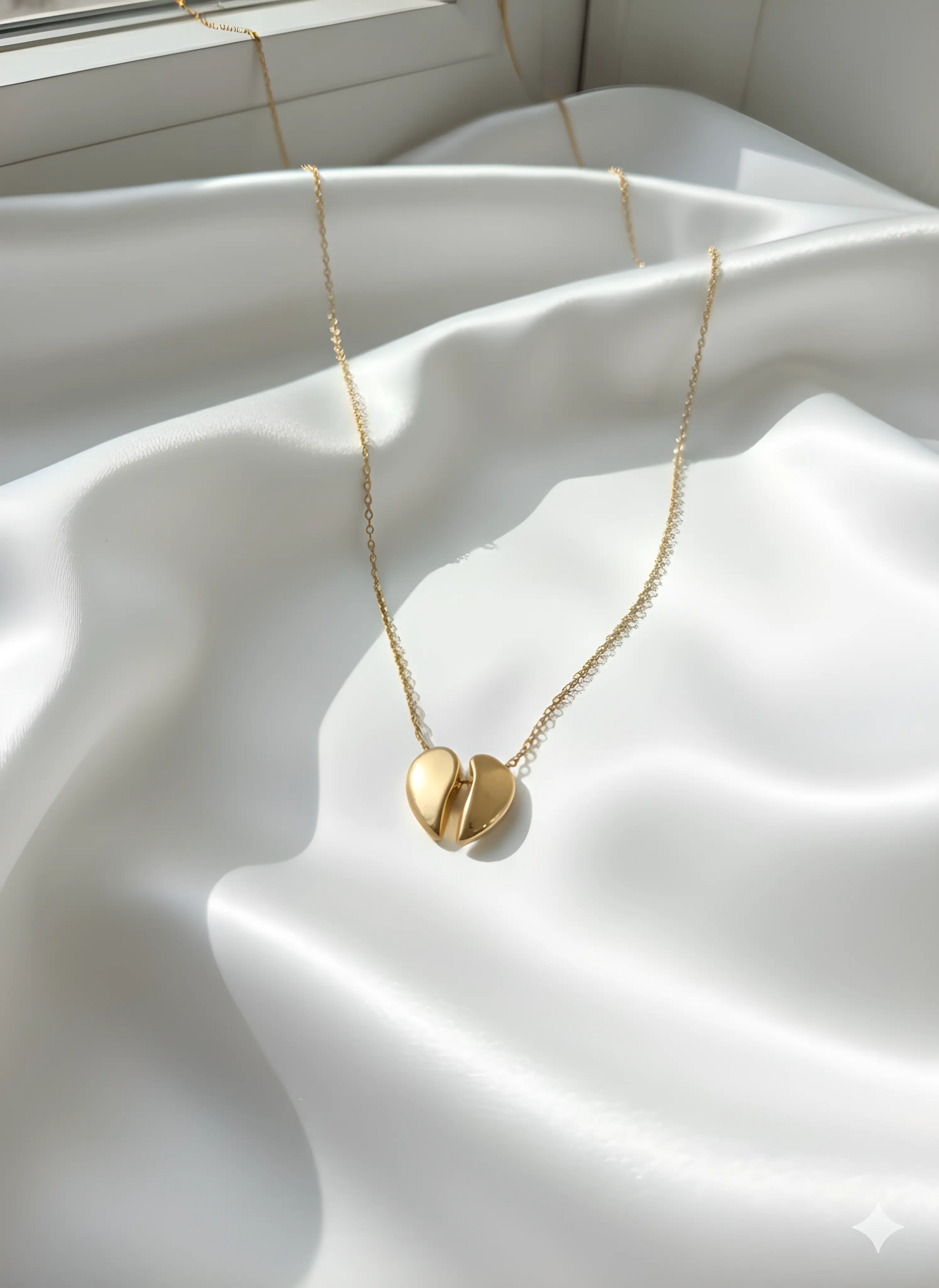 Broken Heart Split Necklace, 18K Gold Plated - AurviJewelry