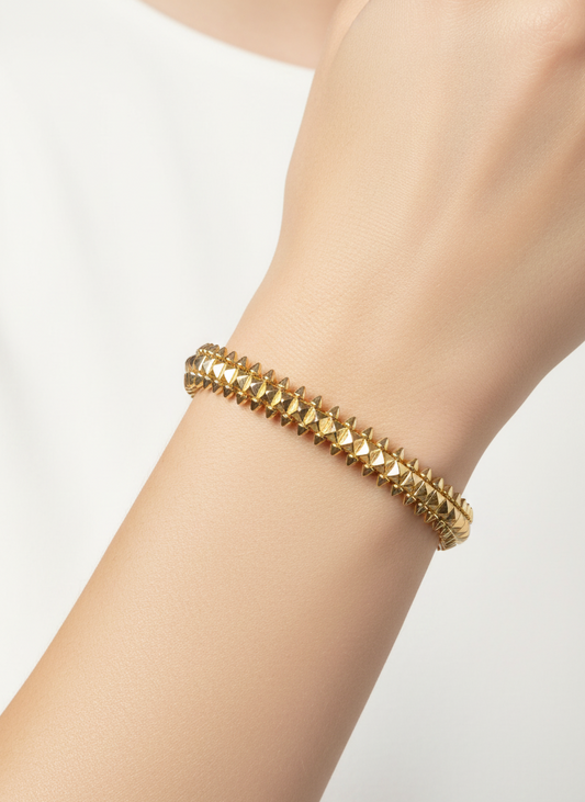 18K Gold Plated Spike Bangle Bracelet – Vintage Moving Spikes AurviJewelry