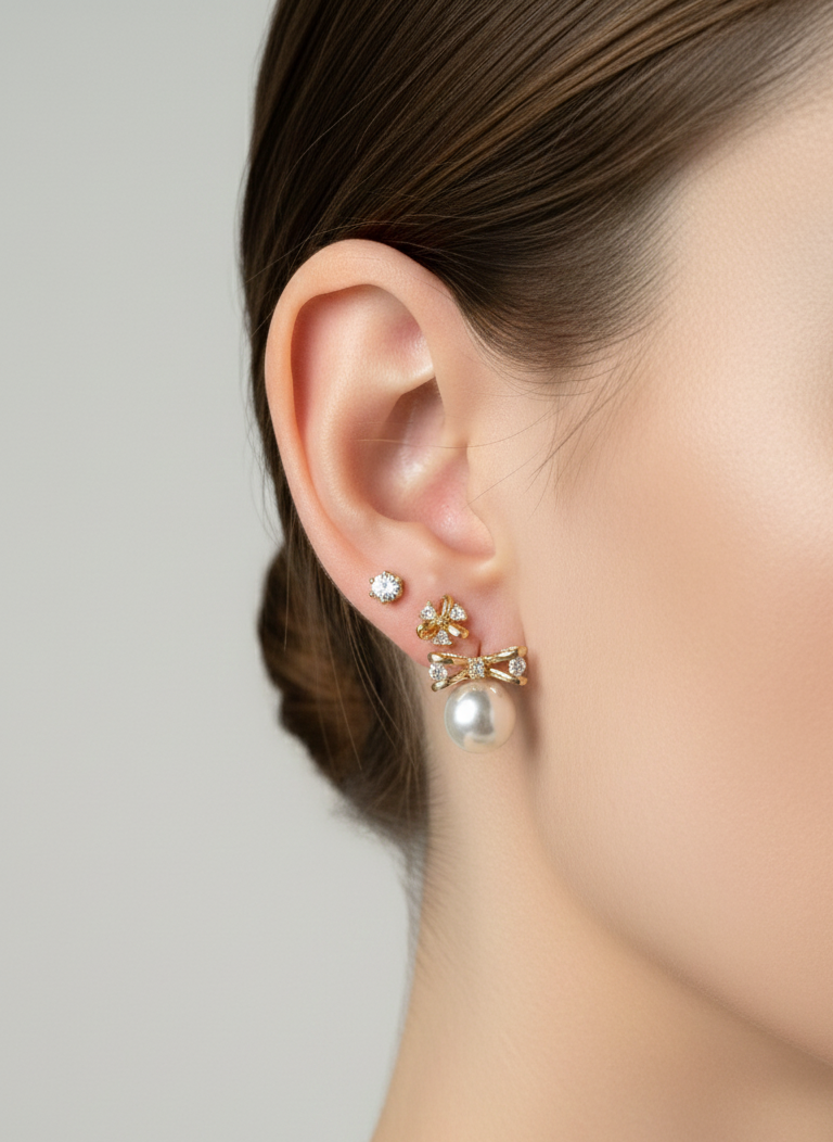 18K Gold Plated 3-Pair Earring Set AurviJewelry