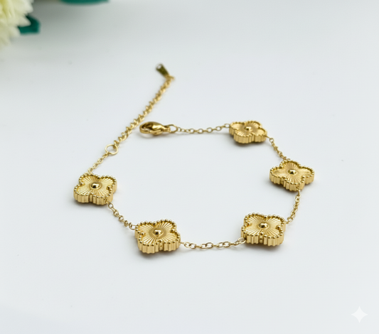 18k gold plated clover bracelet