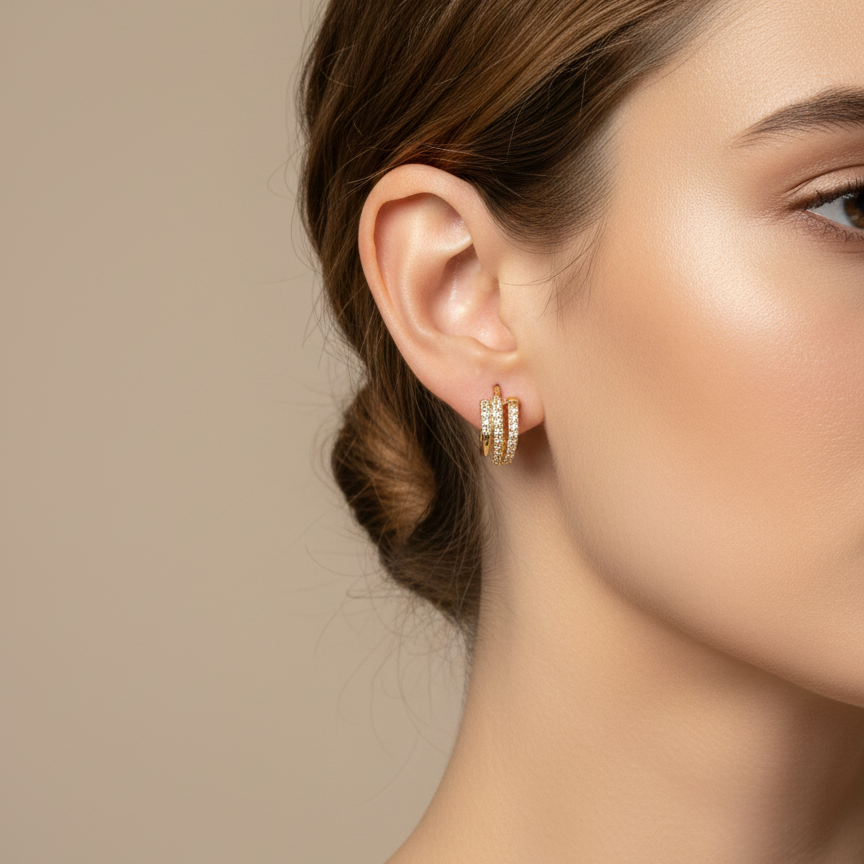 18K Gold Plated Mini Huggie Hoop Earrings AurviJewelry