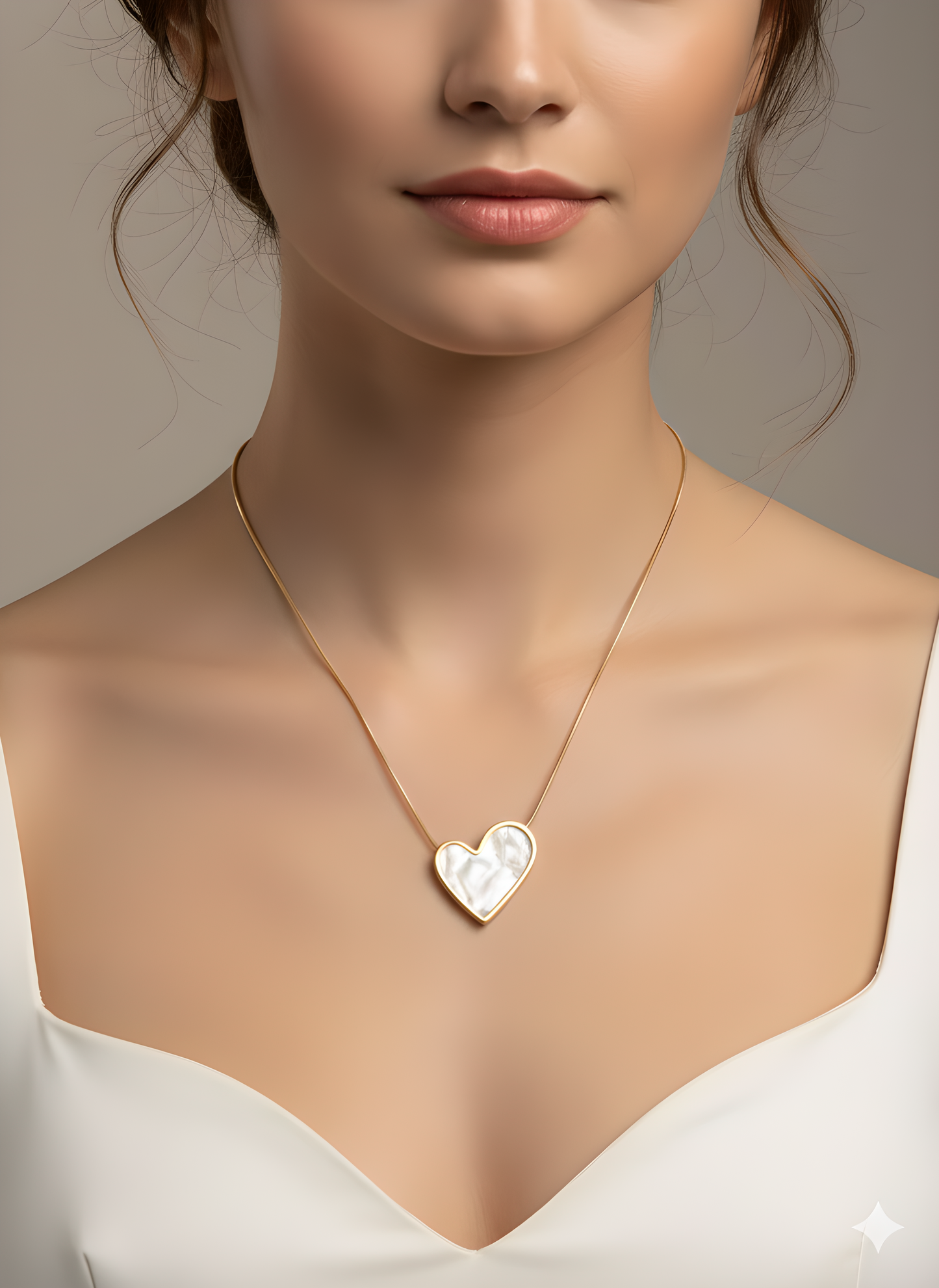 Mother of Pearl Heart Pendant Necklace 18K Gold Plated | Minimal Romantic Jewelry | Everyday Shine 45+5cm