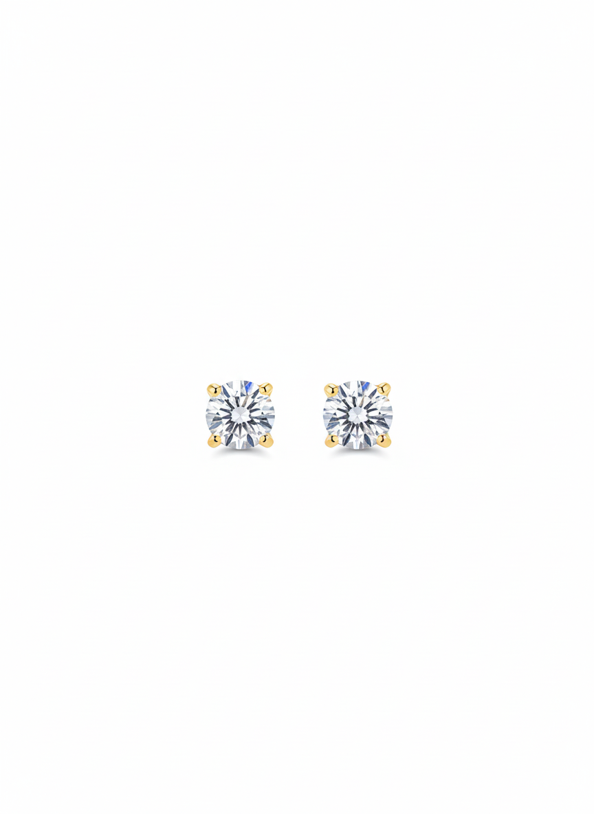 Crystal Stud Earrings, 18K Gold Plated Round CZ Studs AurviJewelry