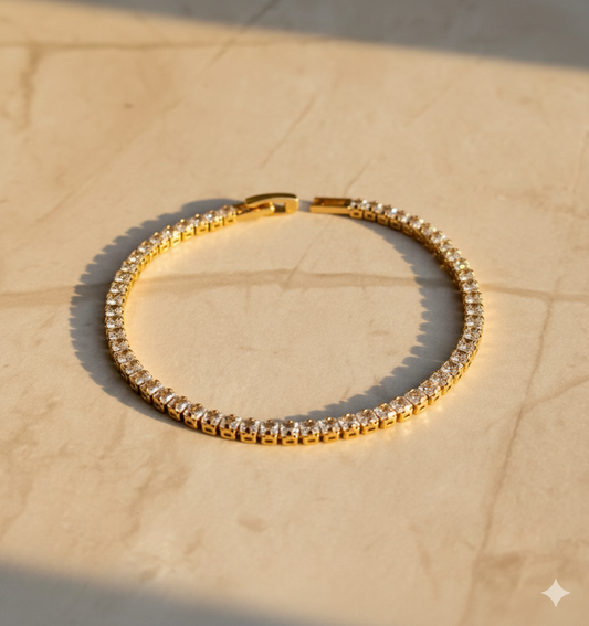 Thin Gold Tennis Bracelet – Elegant CZ Chain