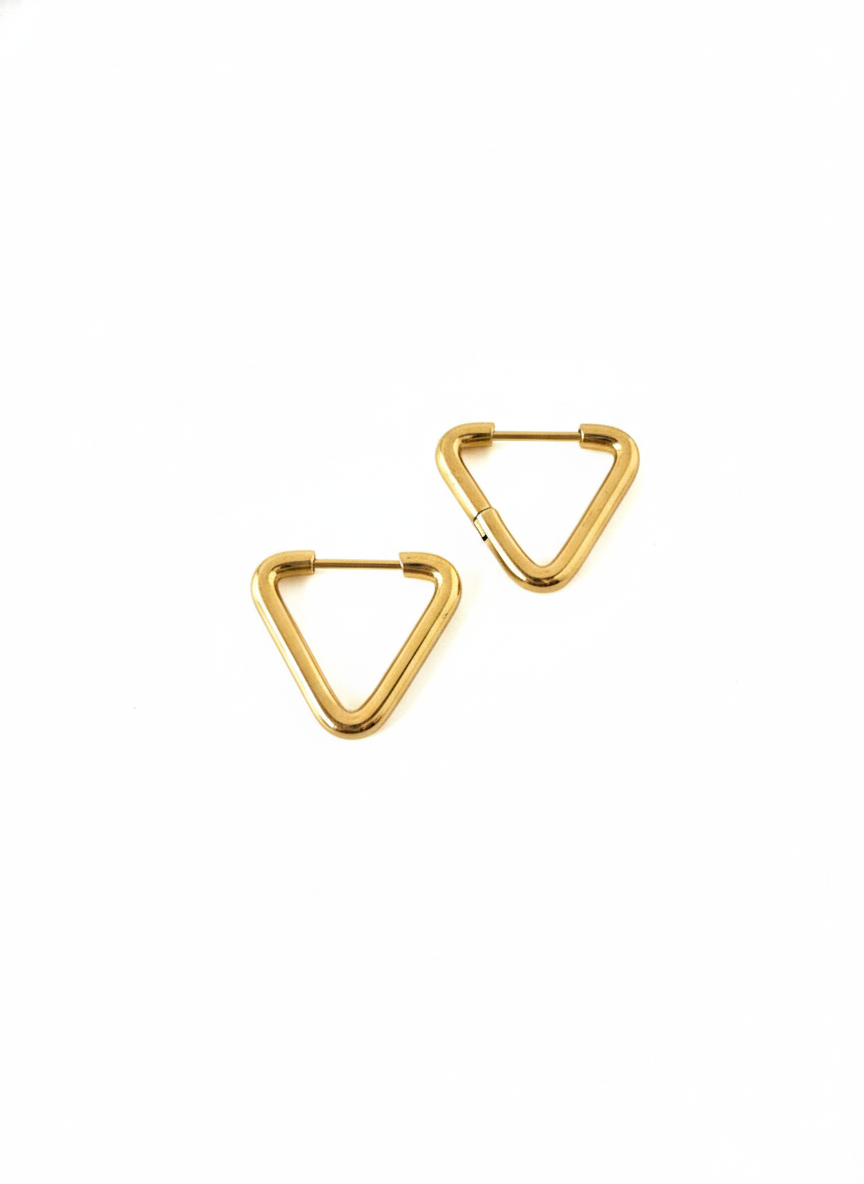Triangle Hoop Earrings Vintage 18K Gold Plated AurviJewelry