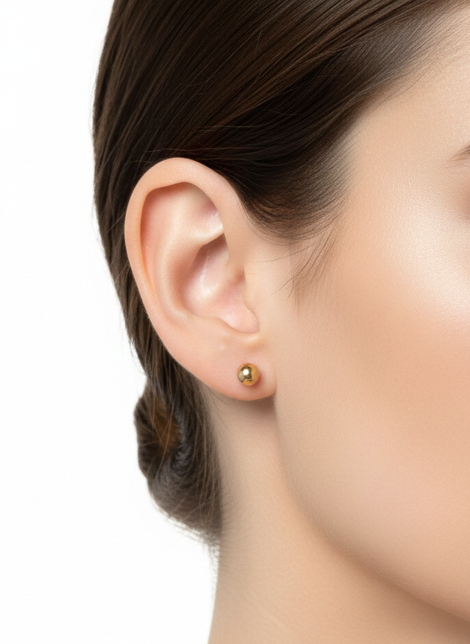 Tiny Gold Ball Stud Earrings, 18K Gold Plated AurviJewelry