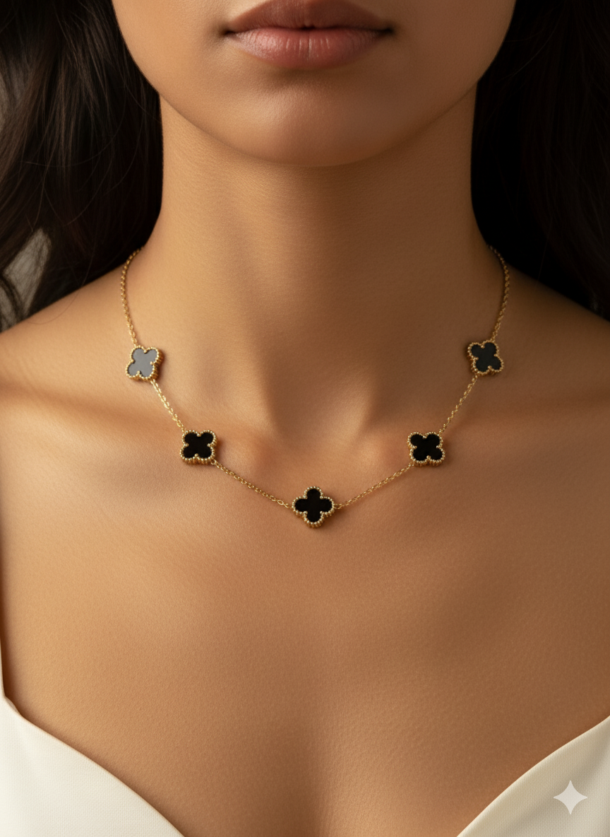 Clover Necklace With Matching Studs