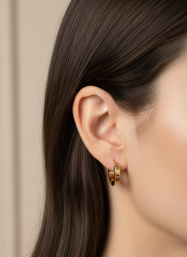 18K Gold Plated Huggie Hoop Earrings, Minimal Everyday Hoops AurviJewelry