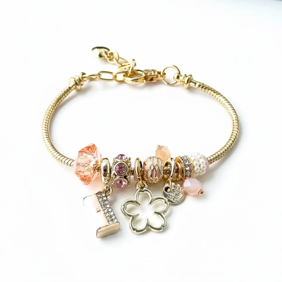 18k Gold Plated Charm Bracelet AurviJewelry