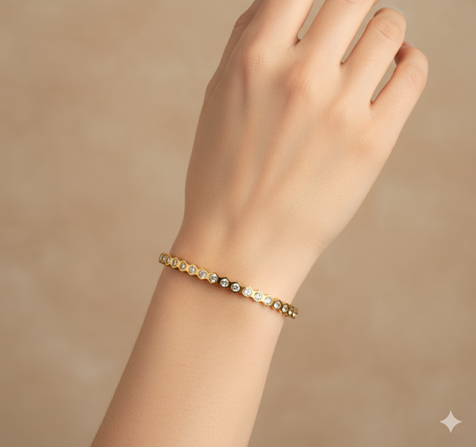 Gold Tennis Bangle – CZ Diamond Bangle Bracelet for Women