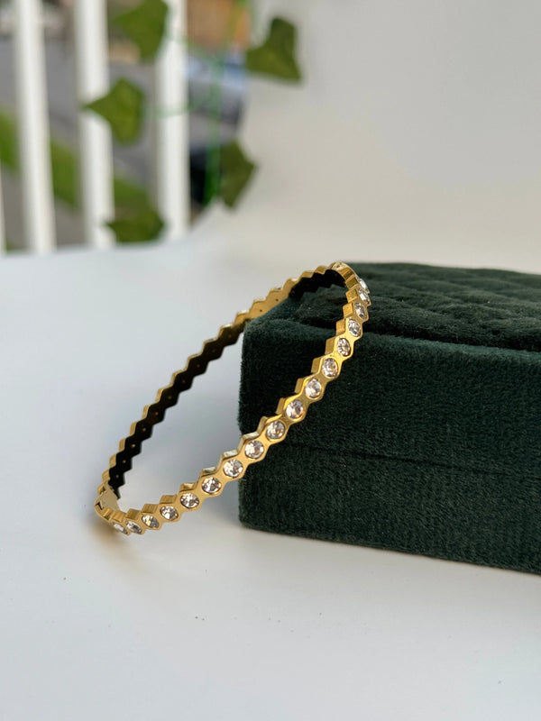 Gold Tennis Bangle – CZ Diamond Bangle Bracelet for Women by AurviJewelry