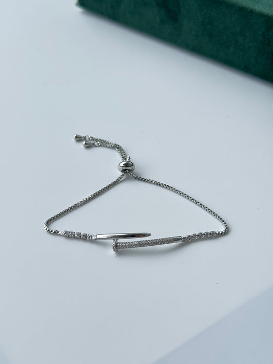 Silver Nail Chain Bracelet by AurviJewelry