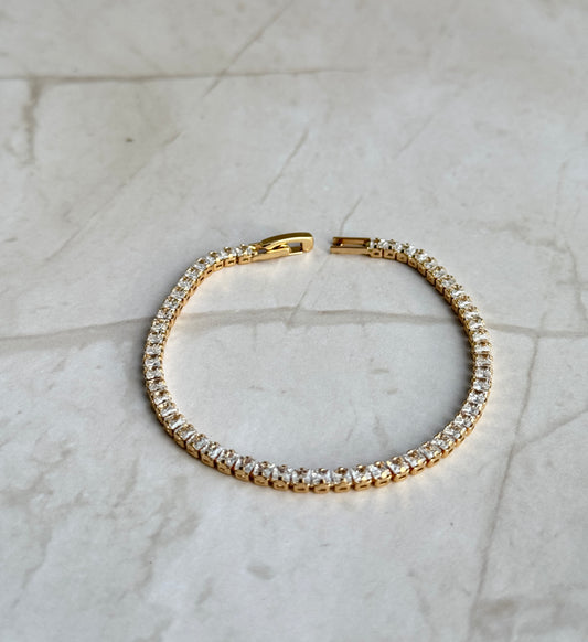 Thin Gold Tennis Bracelet – Elegant CZ Chain