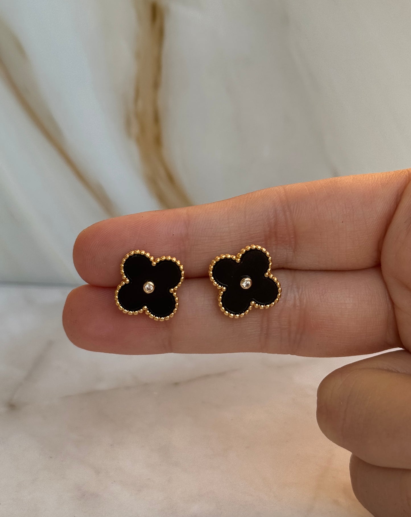 Black Clover Stud Earrings